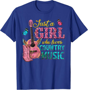 Just A Girl Who Loves Country Music T-Shirt - T-Shirt | Royal