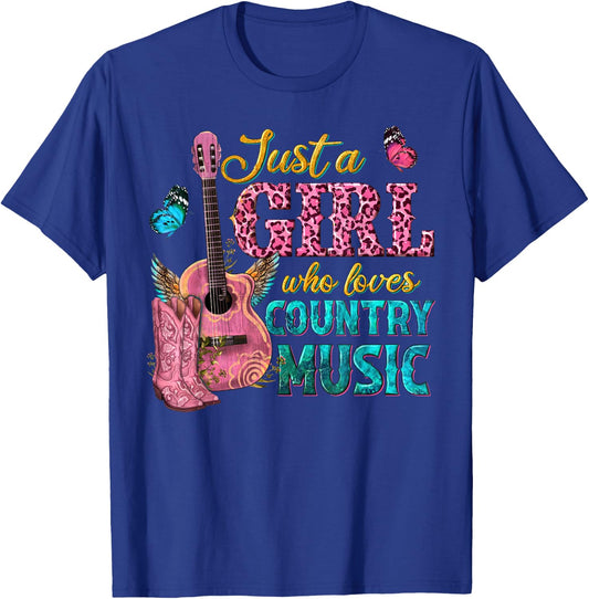 Just A Girl Who Loves Country Music T-Shirt - T-Shirt | Royal