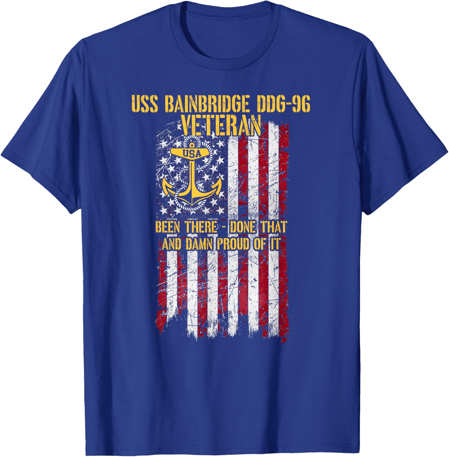 USS Bainbridge DDG-96 Destroyer Proud Veteran T-Shirt - T-Shirt | Royal