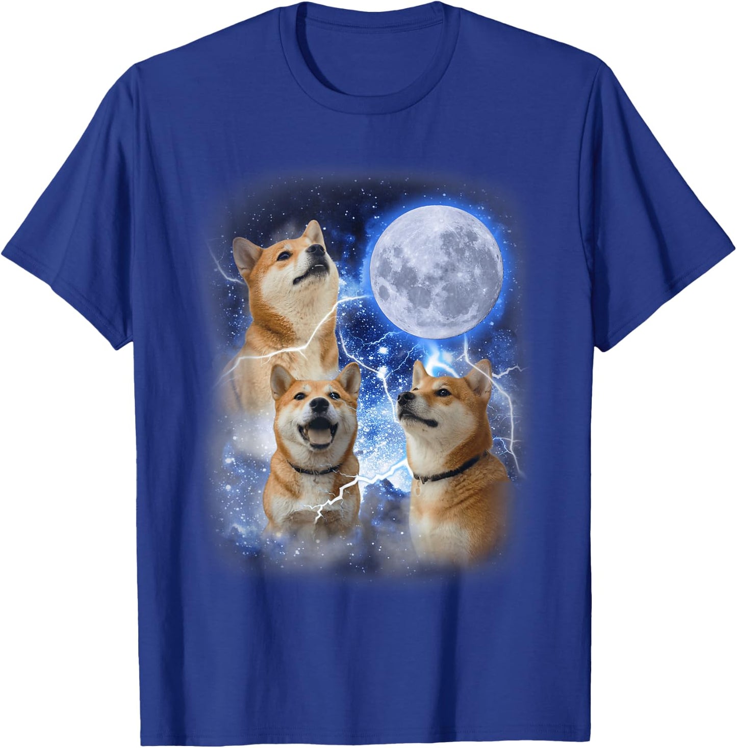 Three Shiba Inu Moon - 3 Doge Funny Cute Dog Meme Parody T-Shirt - T-Shirt | Royal