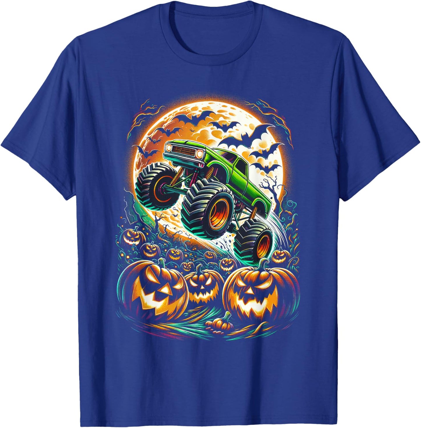 Halloween Monster Truck Jack O Lantern Boy Trick Treat T-Shirt - T-Shirt | Royal