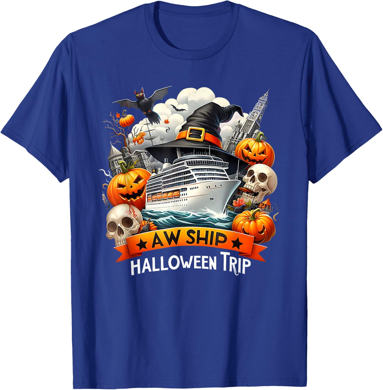 Aw Ship Halloween Trip Family Cruising Crew Cruise Squad T-Shirt - T-Shirt | Royal