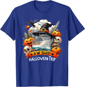 Aw Ship Halloween Trip Family Cruising Crew Cruise Squad T-Shirt - T-Shirt | Royal