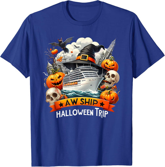Aw Ship Halloween Trip Family Cruising Crew Cruise Squad T-Shirt - T-Shirt | Royal