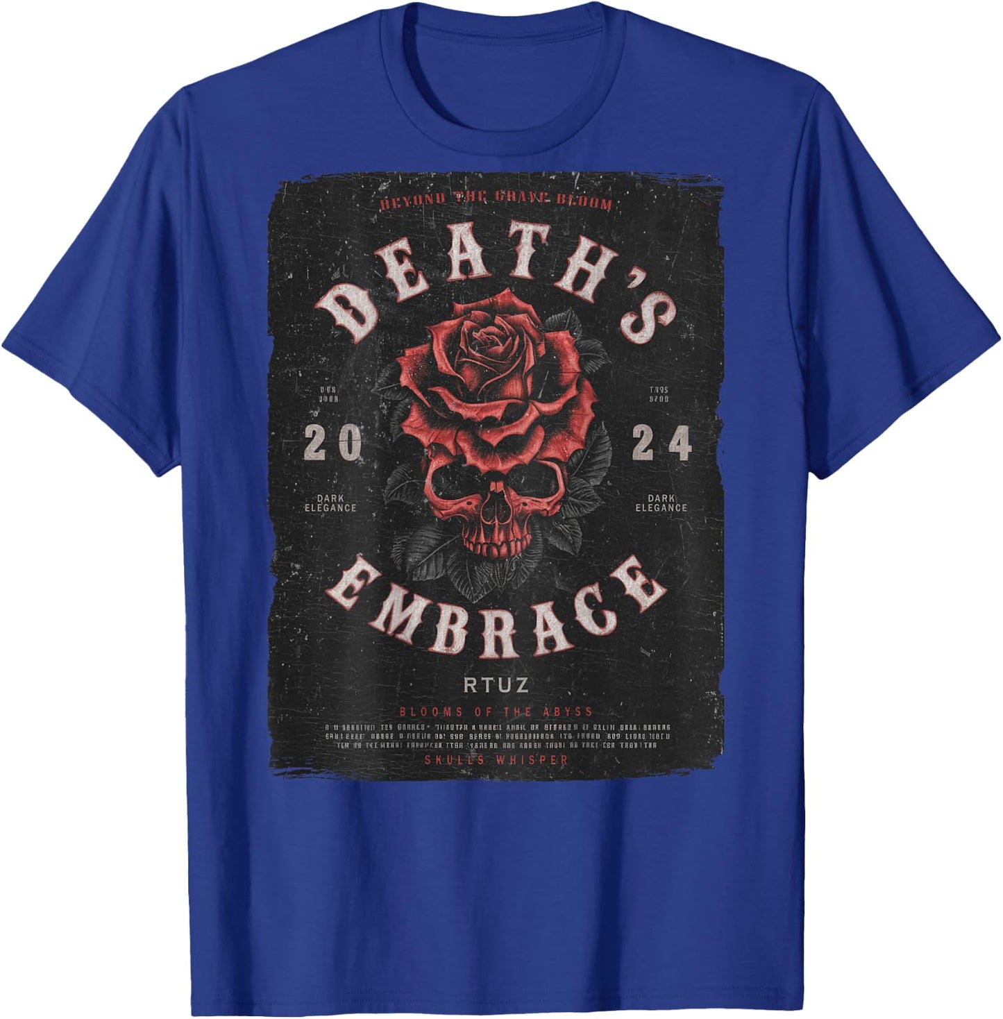 Urban Hip Hop Vintage Hipster Y2K Back Print Streetwear Rose T-Shirt - T-Shirt | Royal