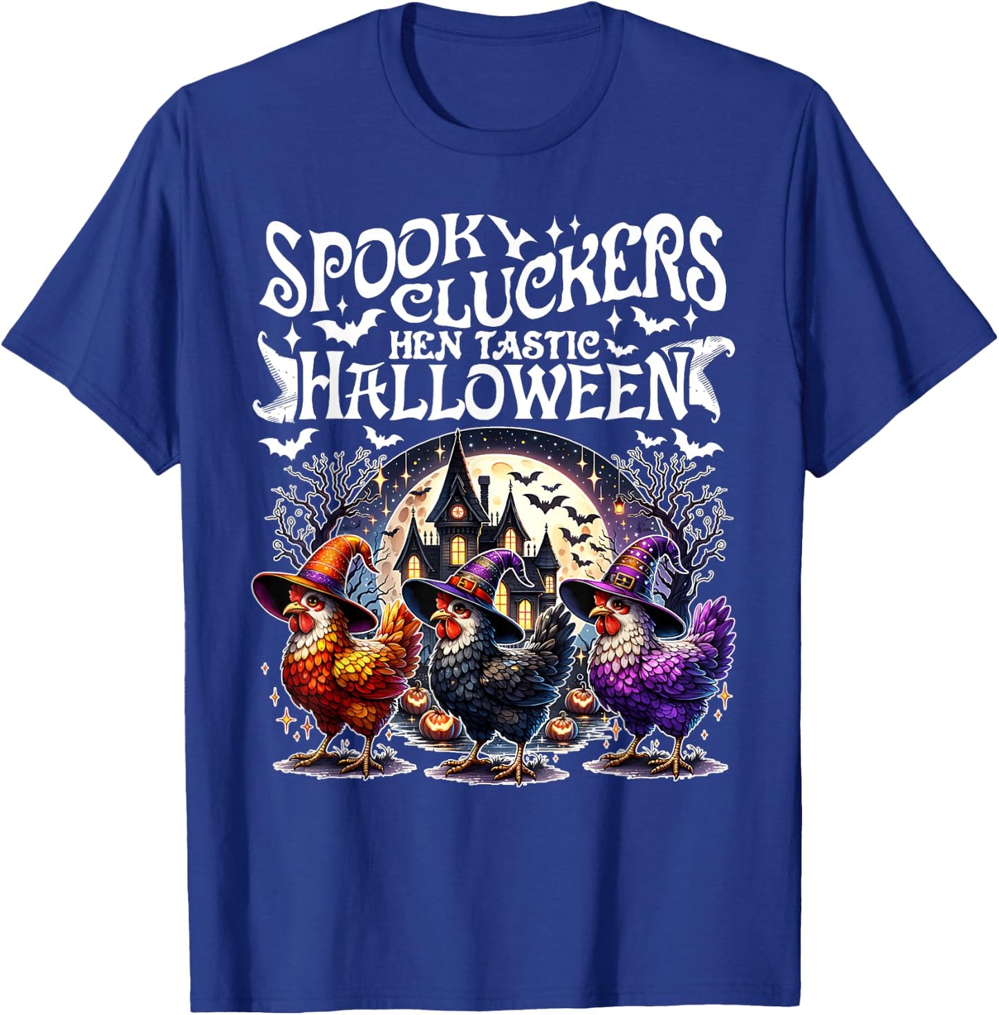 Spooky Cluckers Hen-tastic Halloween Chicken Costume Funny T-Shirt - T-Shirt | Royal