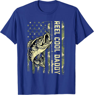 Reel Cool Daddy Fisherman Camouflage Father's Day T-Shirt - T-Shirt | Royal