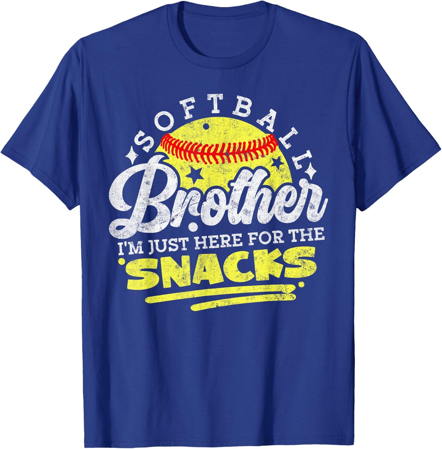 Softball Brother I'm Just Here for The Snacks Funny Retro T-Shirt - T-Shirt | Royal
