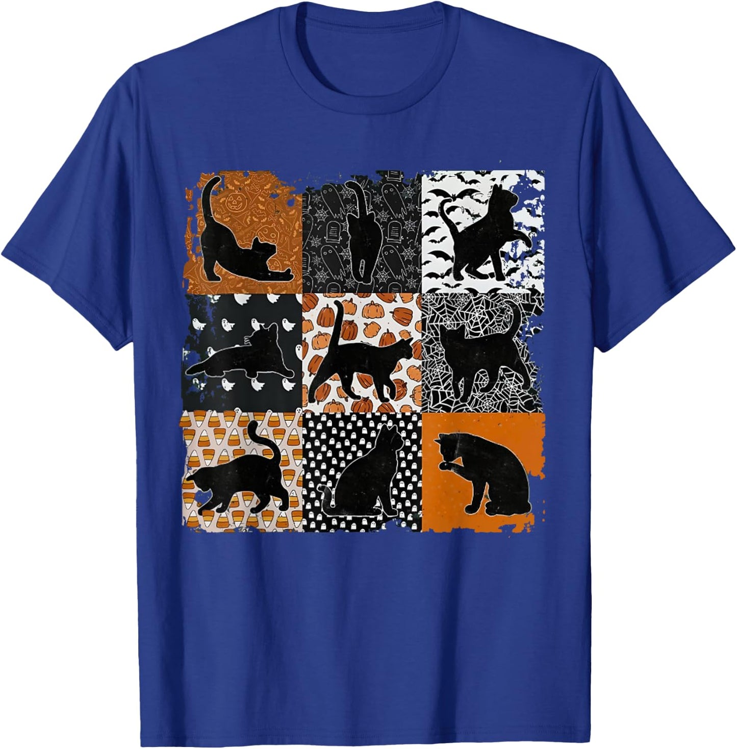 Black Cat Silhouette Halloween Pumpkin Costume Women Men Kid T-Shirt - T-Shirt | Royal