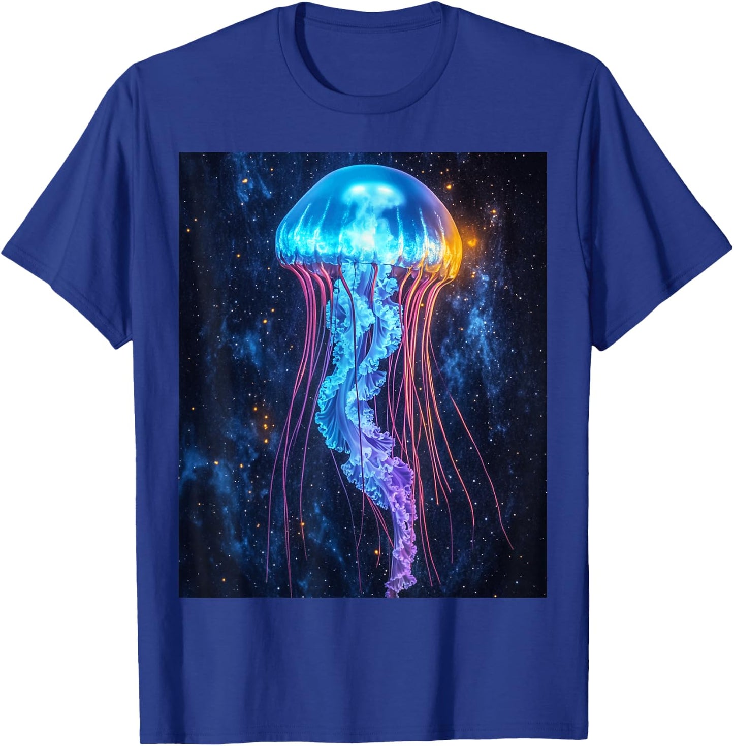 Cosmic Jellyfish Bioluminescent Art T-Shirt - T-Shirt | Royal