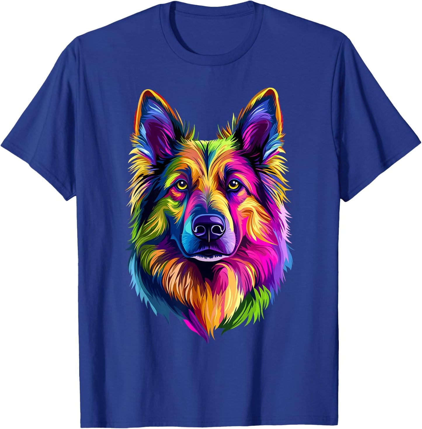 Colorful German Shepherd Face Cute GSD Lover Men Women Black T-Shirt - T-Shirt | Royal