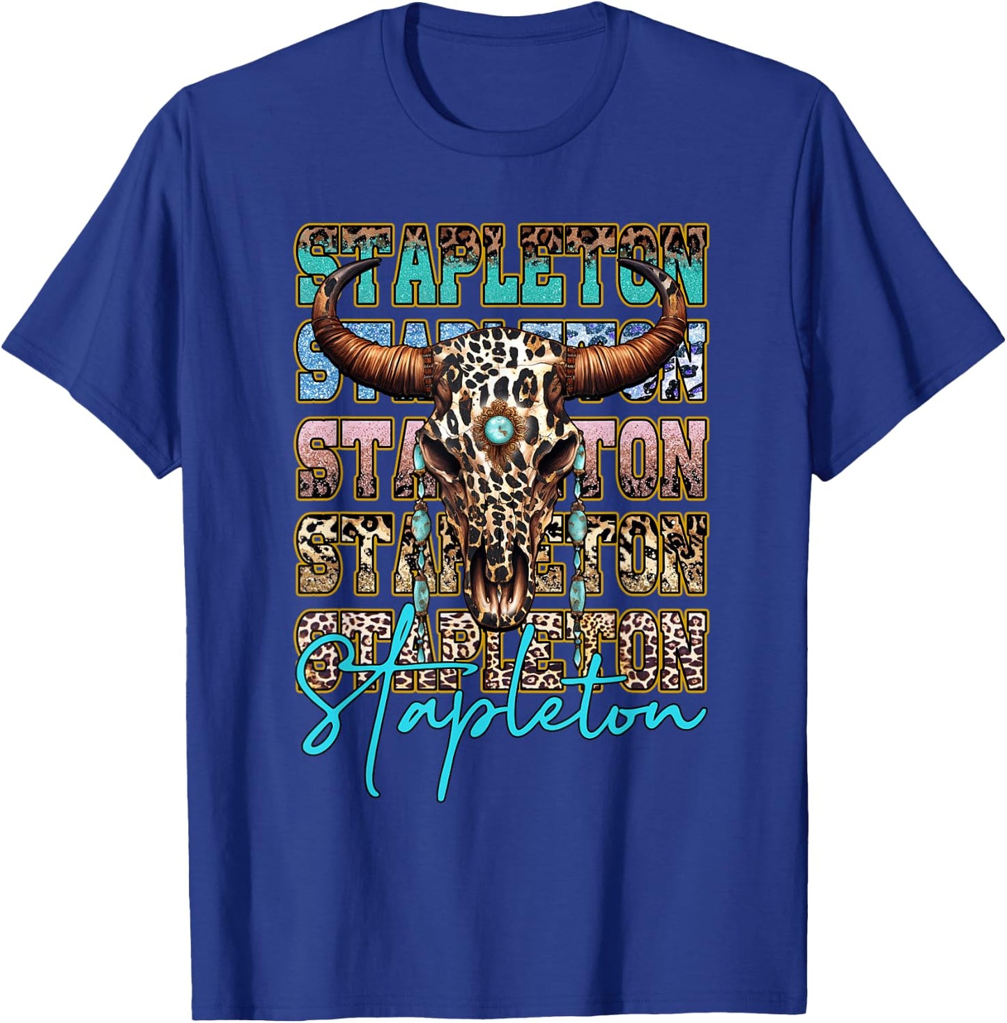 Stapleton Longhorn Southern Western Last Name 80s 90s Style T-Shirt - T-Shirt | Royal