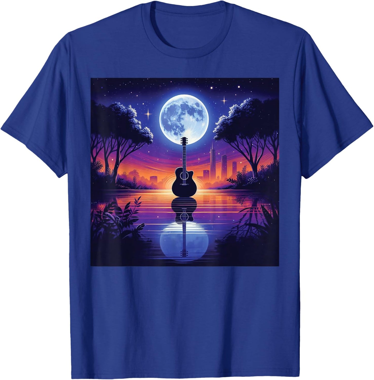 Guitar Lake Shadow Love Guitar Musician T-Shirt - T-Shirt | Royal