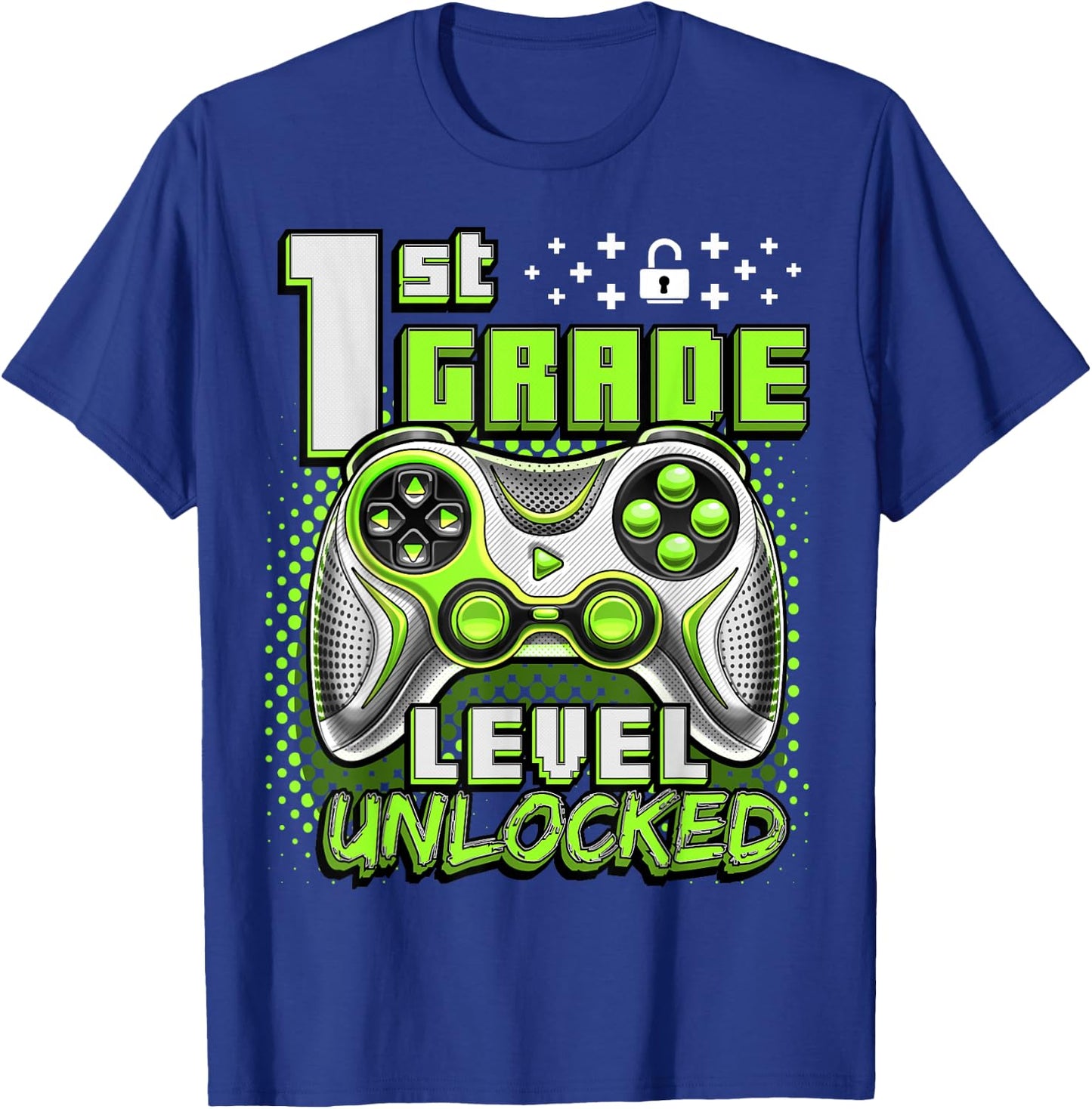 Back to School 1st Grade Boys Gamer First Day School Level T-Shirt - T-Shirt | Royal