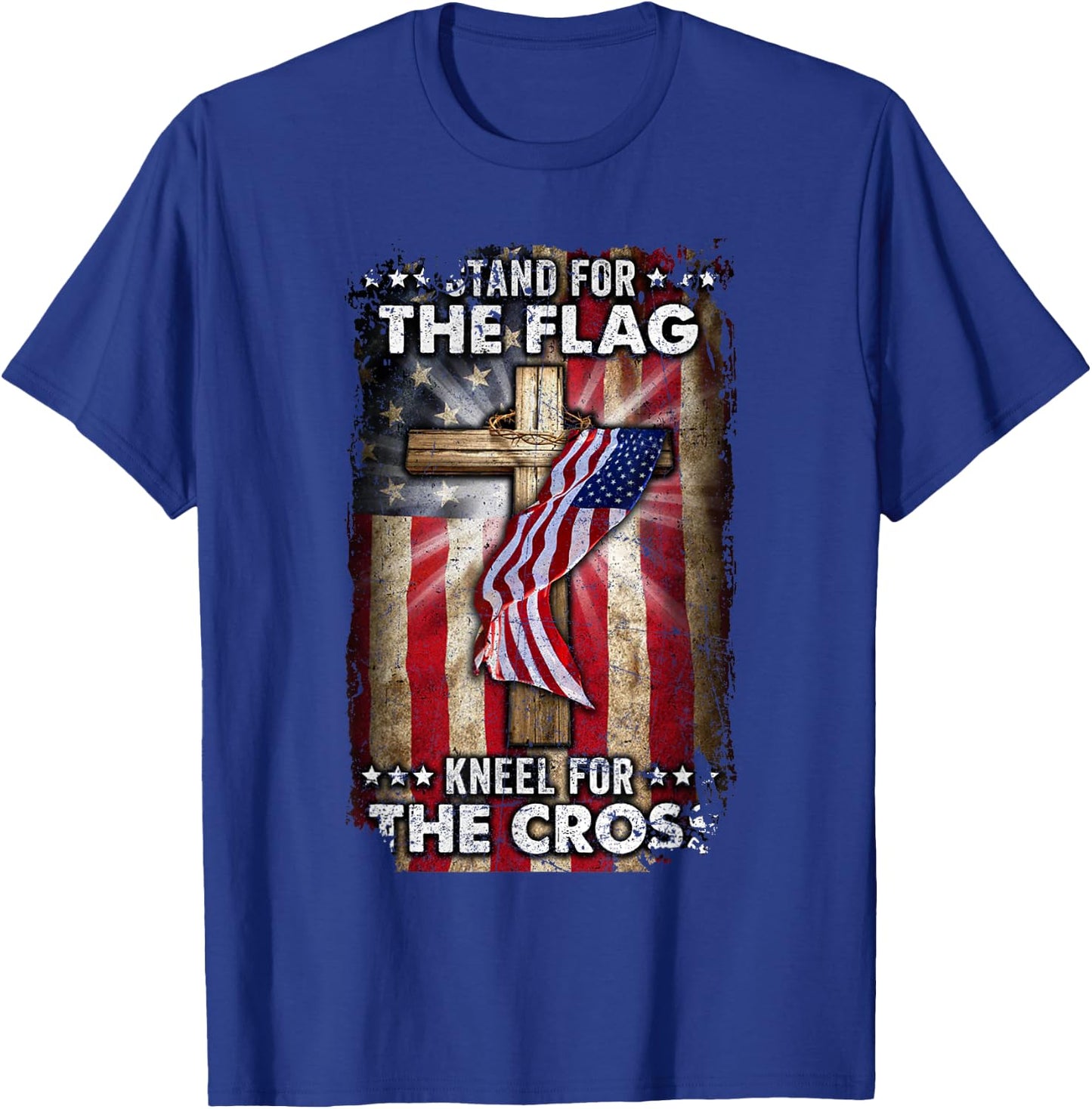 USA Flag Religious Quote 4th of July Christian Faith T-Shirt - T-Shirt | Royal