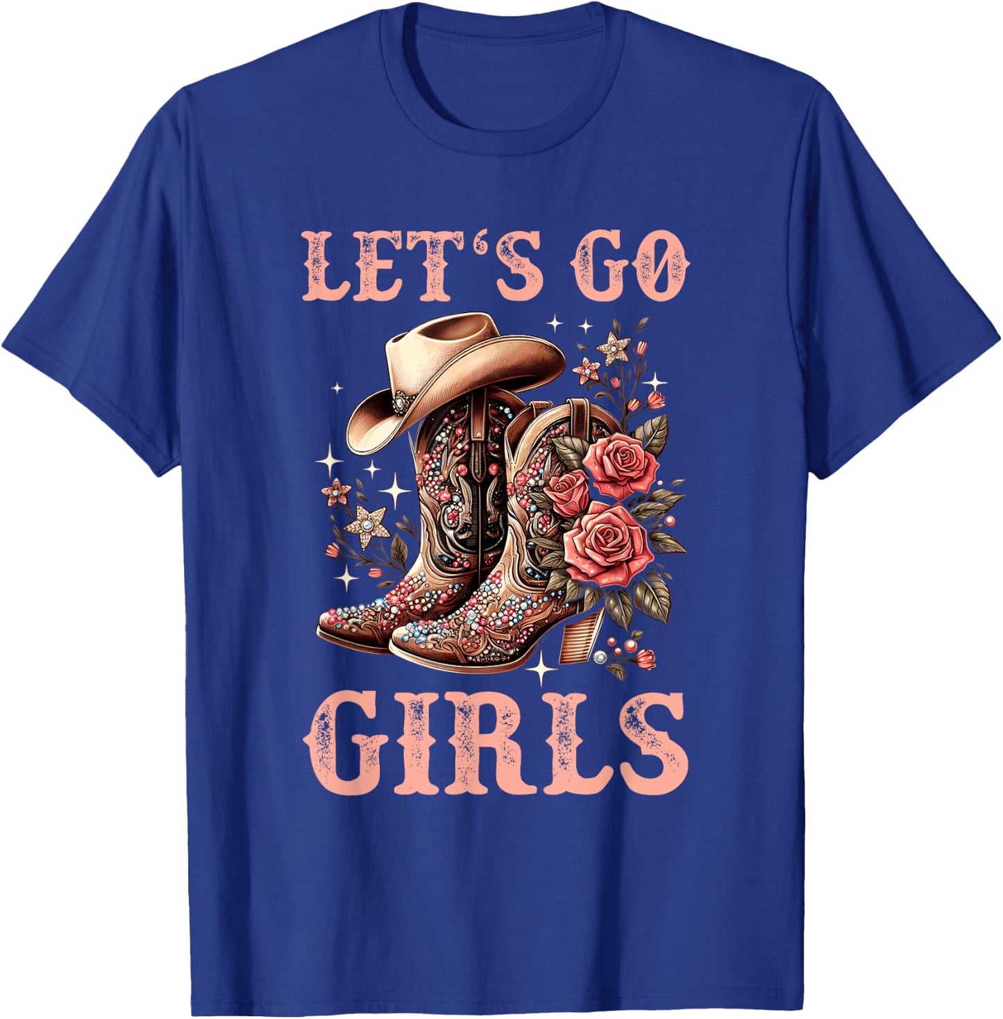 Country Girls Rodeo Woman Cowboy Hat Kids Lets Go Girls T-Shirt - T-Shirt | Royal