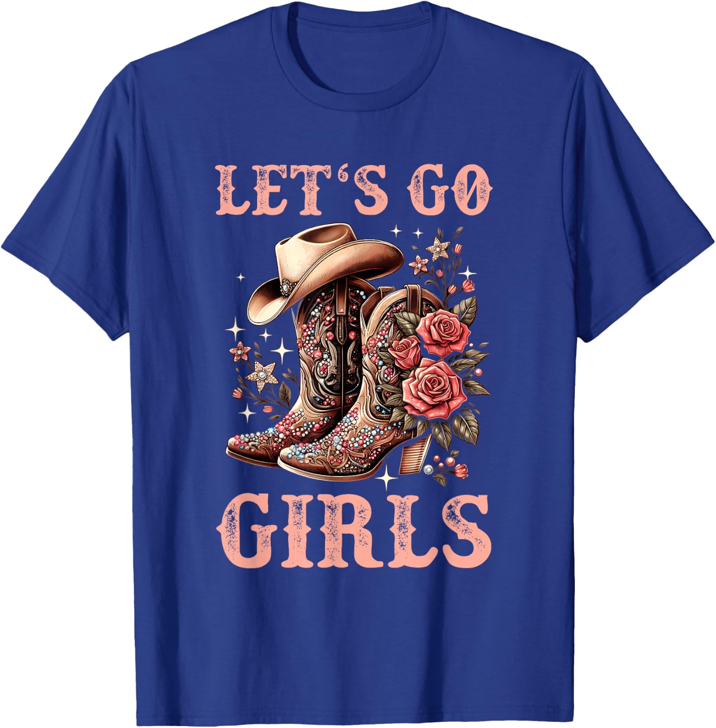 Country Girls Rodeo Woman Cowboy Hat Kids Lets Go Girls T-Shirt - T-Shirt | Royal
