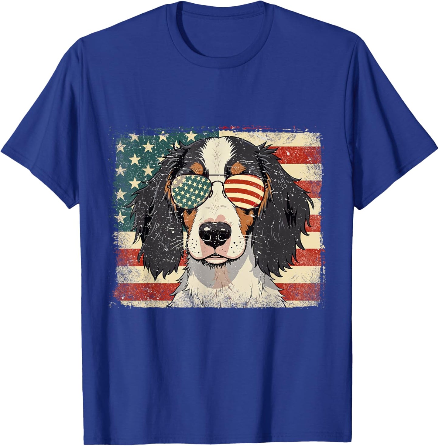 Patriotic English Setter Dog Lover USA Flag 4th Of July Men Women Kids T-Shirt - T-Shirt | Royal