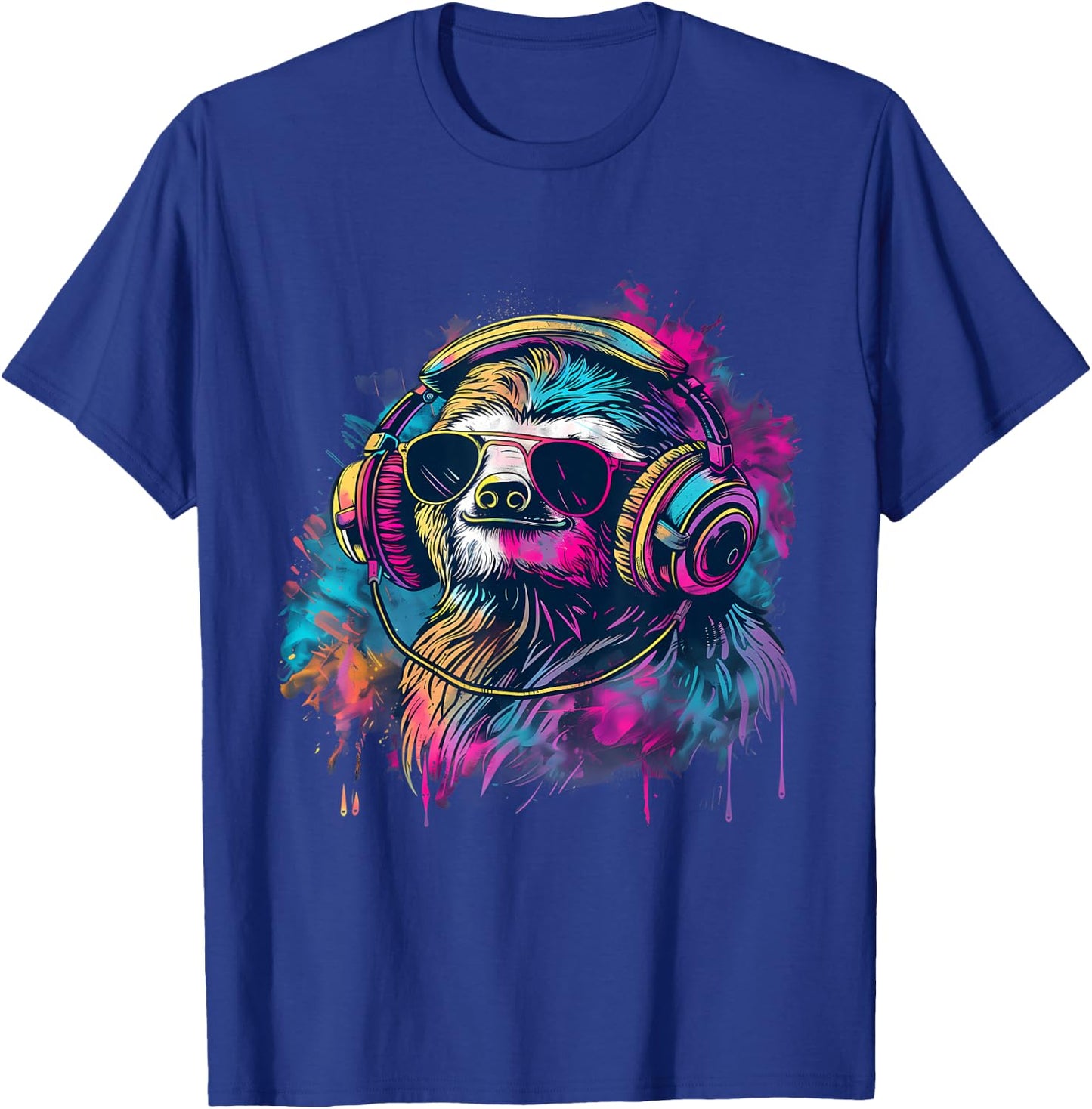 Sloth Music DJ Music Headphones Beatmaker House Music EDM T-Shirt - T-Shirt | Royal