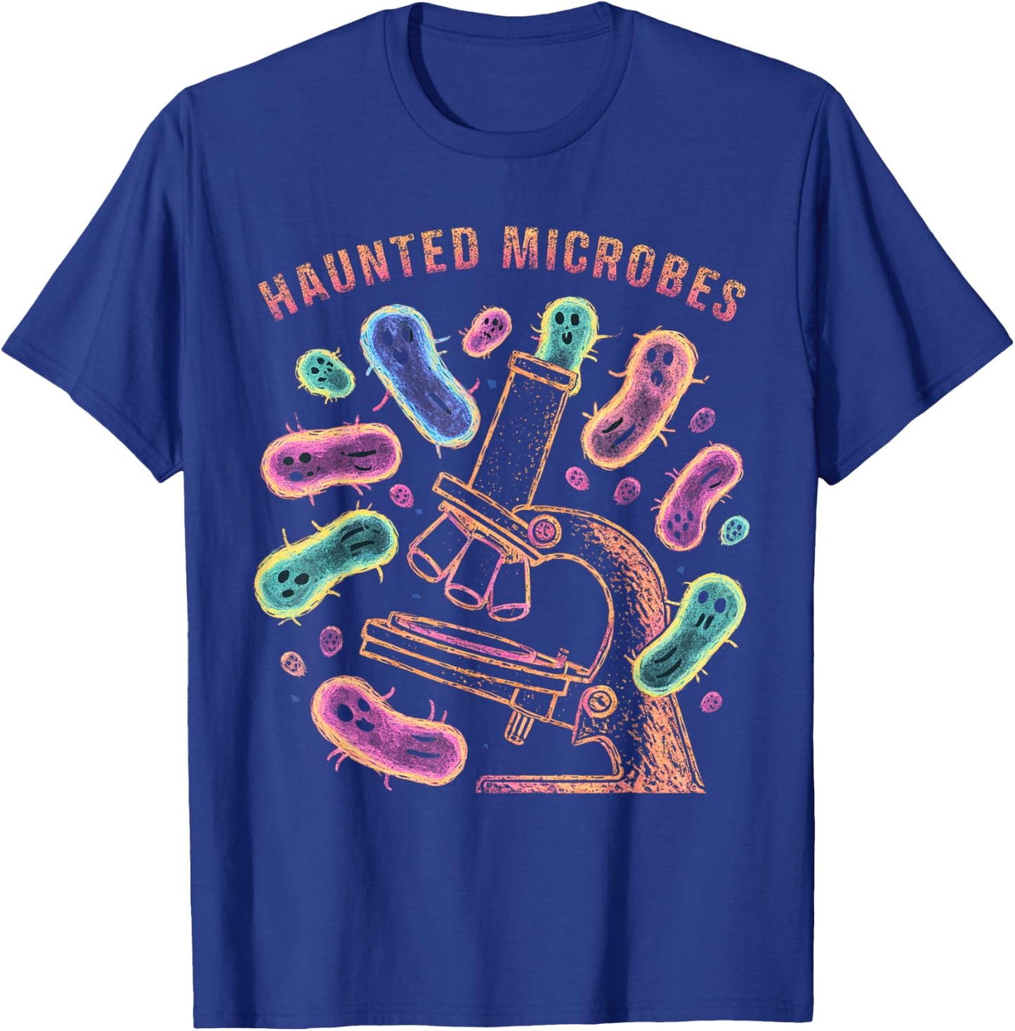 Haunted Microbes, Funny Microbiology Halloween T-Shirt - T-Shirt | Royal