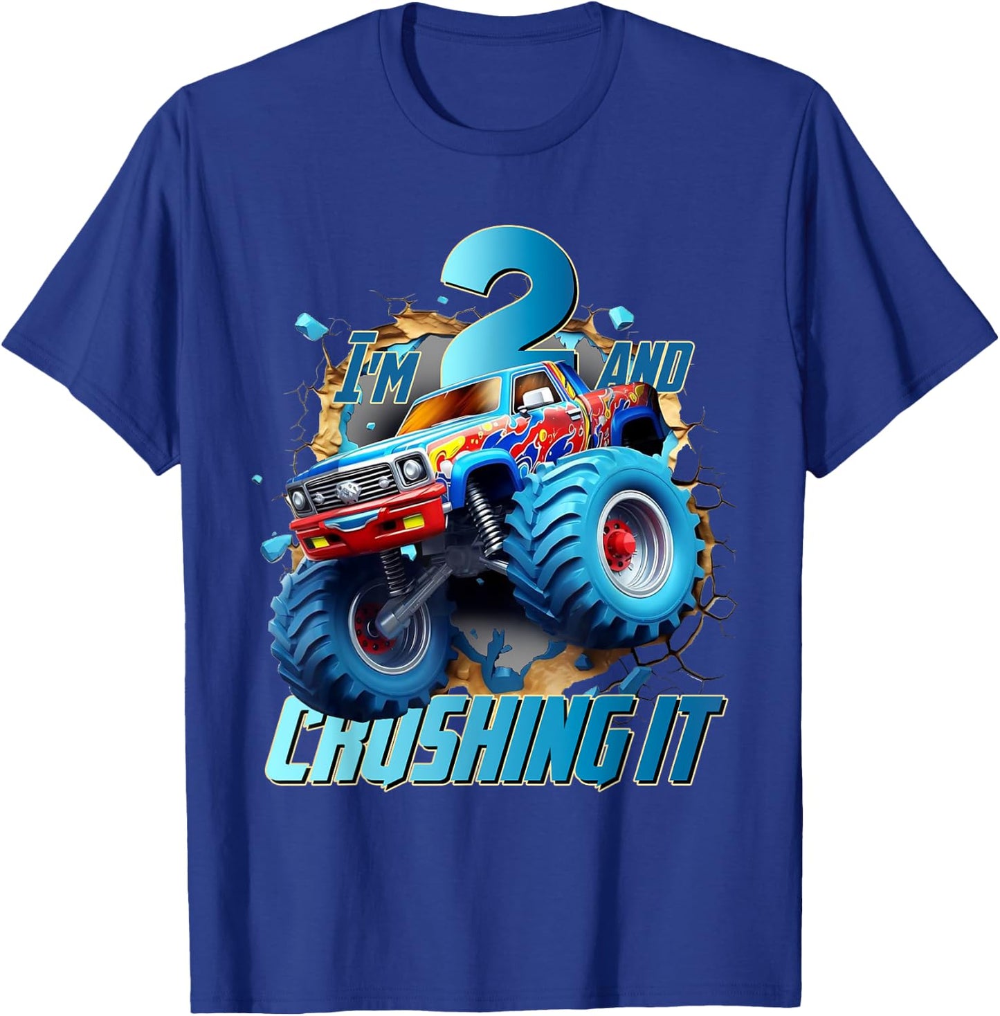 I'm Crushing it Monster Truck 2 Year Old Boys 2nd Birthday T-Shirt - T-Shirt | Royal