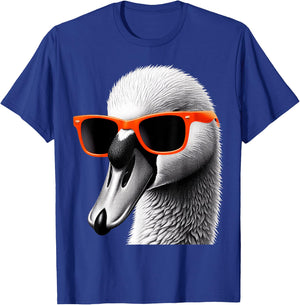 Cool Swan Bird Wearing Sunglasses Graphic Art T-Shirt - T-Shirt | Royal