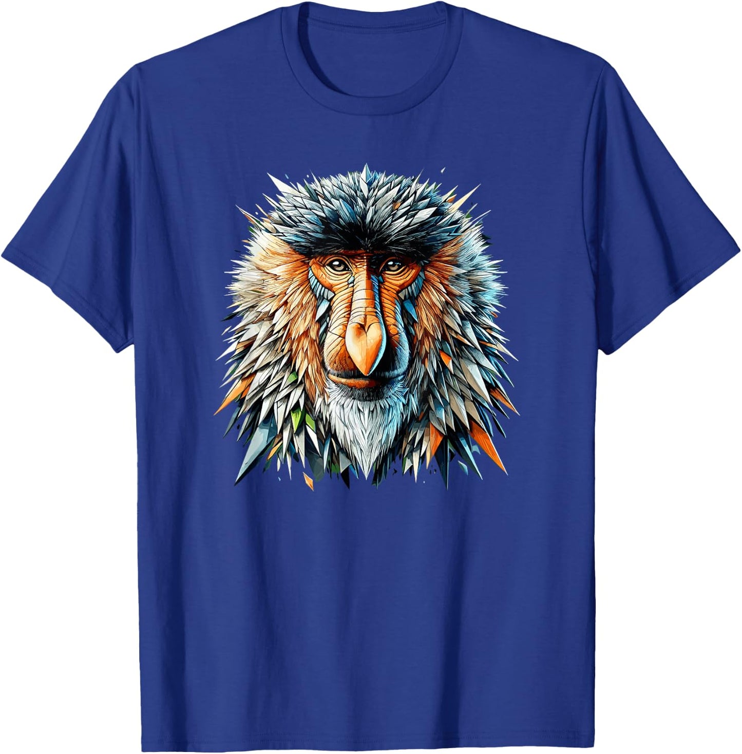 Polygon Art Proboscis Monkey Long-Nosed Monkey T-Shirt - T-Shirt | Royal