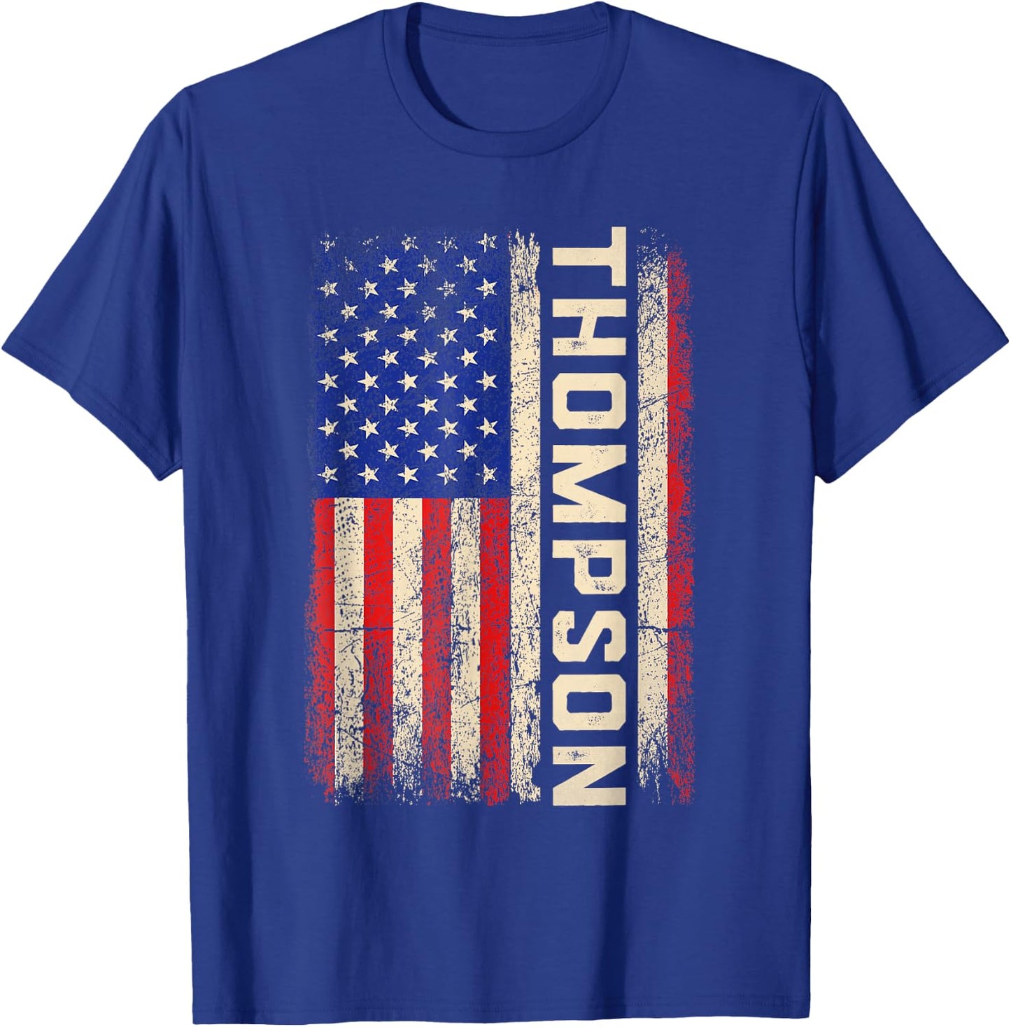 Thompson Last Name Shirt Thompson Name American Flag T-Shirt - T-Shirt | Royal