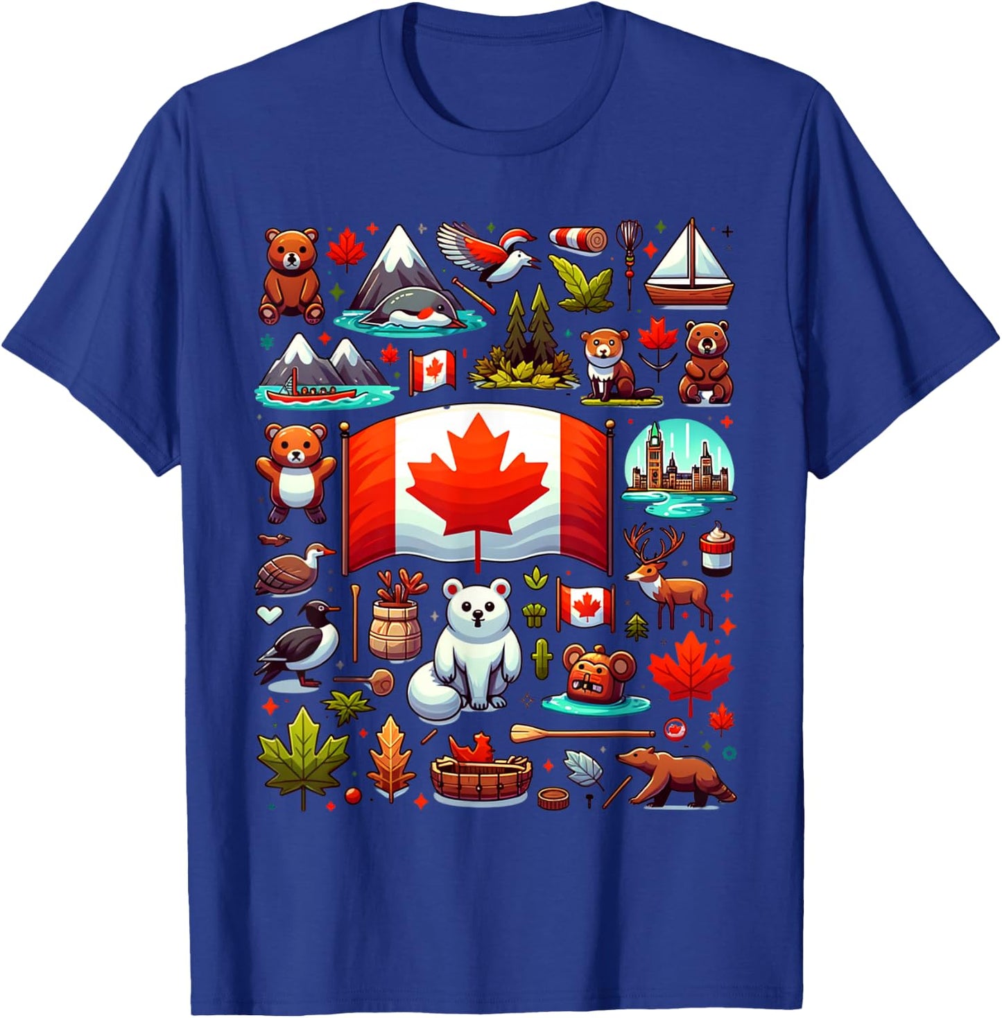 Vintage Historical Canada Symbols Maple Leaf For Canadian T-Shirt - T-Shirt | Royal