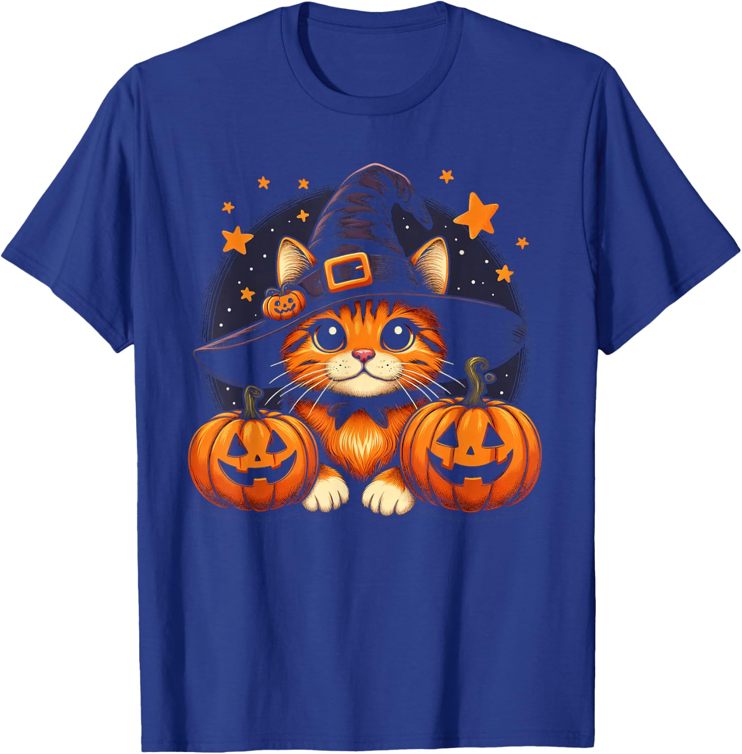 Orange Tabby Cat Halloween Graphic Women Cat Lover T-Shirt - T-Shirt | Royal