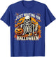 Just Waiting for Halloween Skeleton Coffee Spooky Season T-Shirt - T-Shirt | Royal