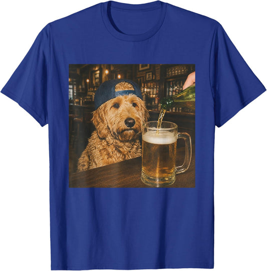 Goldendoodle Drinking Beer Shirt Funny Dog Meme Art Vintage T-Shirt - T-Shirt | Royal