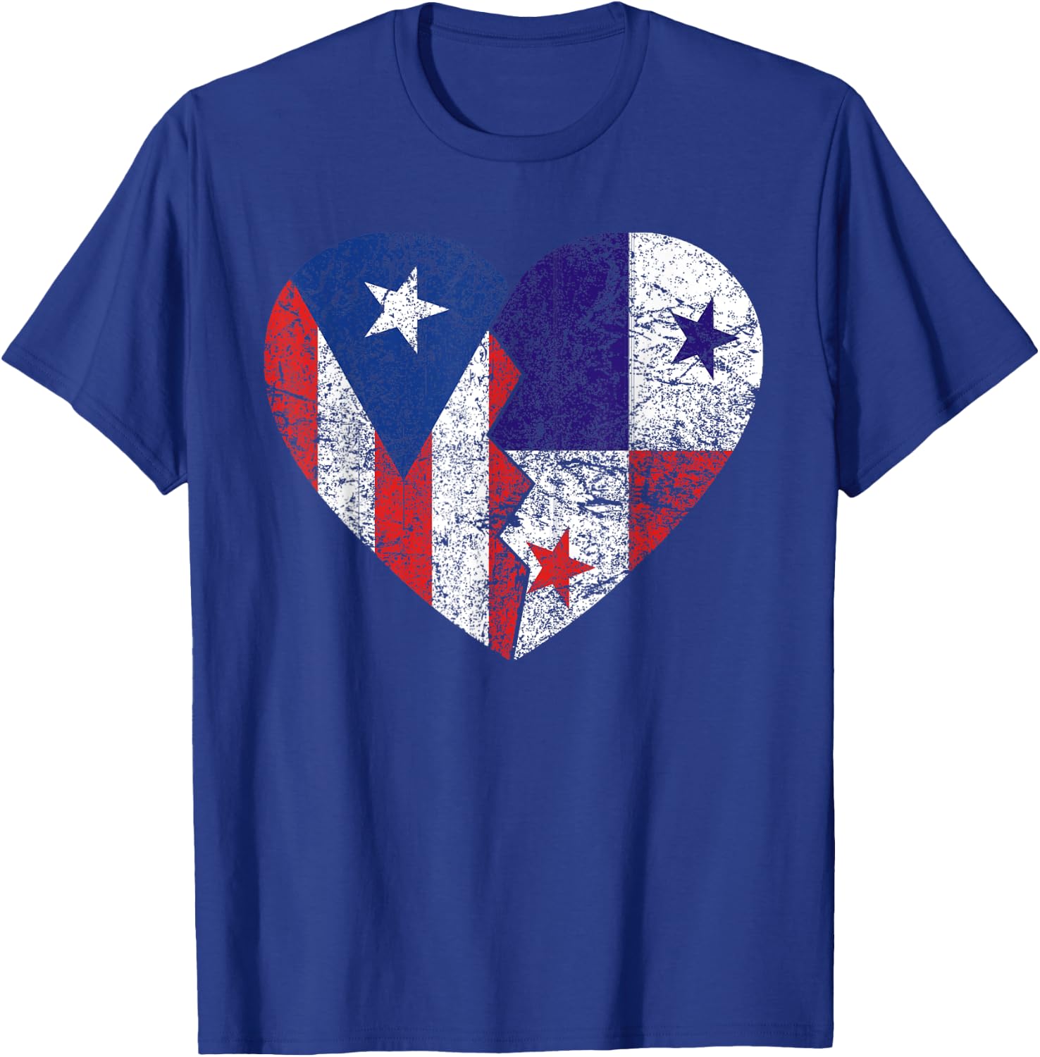 Panamanian Puerto Rican Flags Heart | Puerto Rico Panama T-Shirt - T-Shirt | Royal