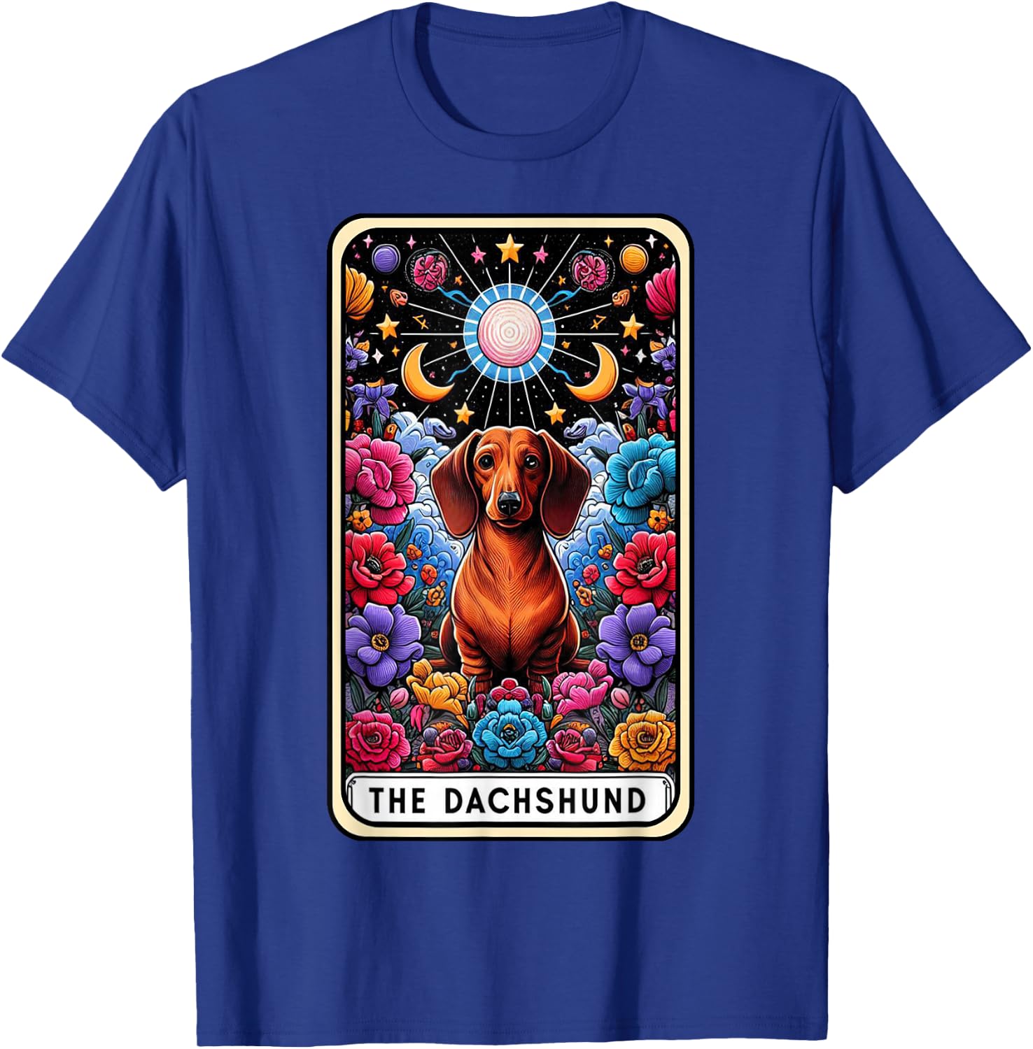 Dachshund Dog Tarot Card Floral Mom Dachshund Dad Weiner Dog T-Shirt - T-Shirt | Royal