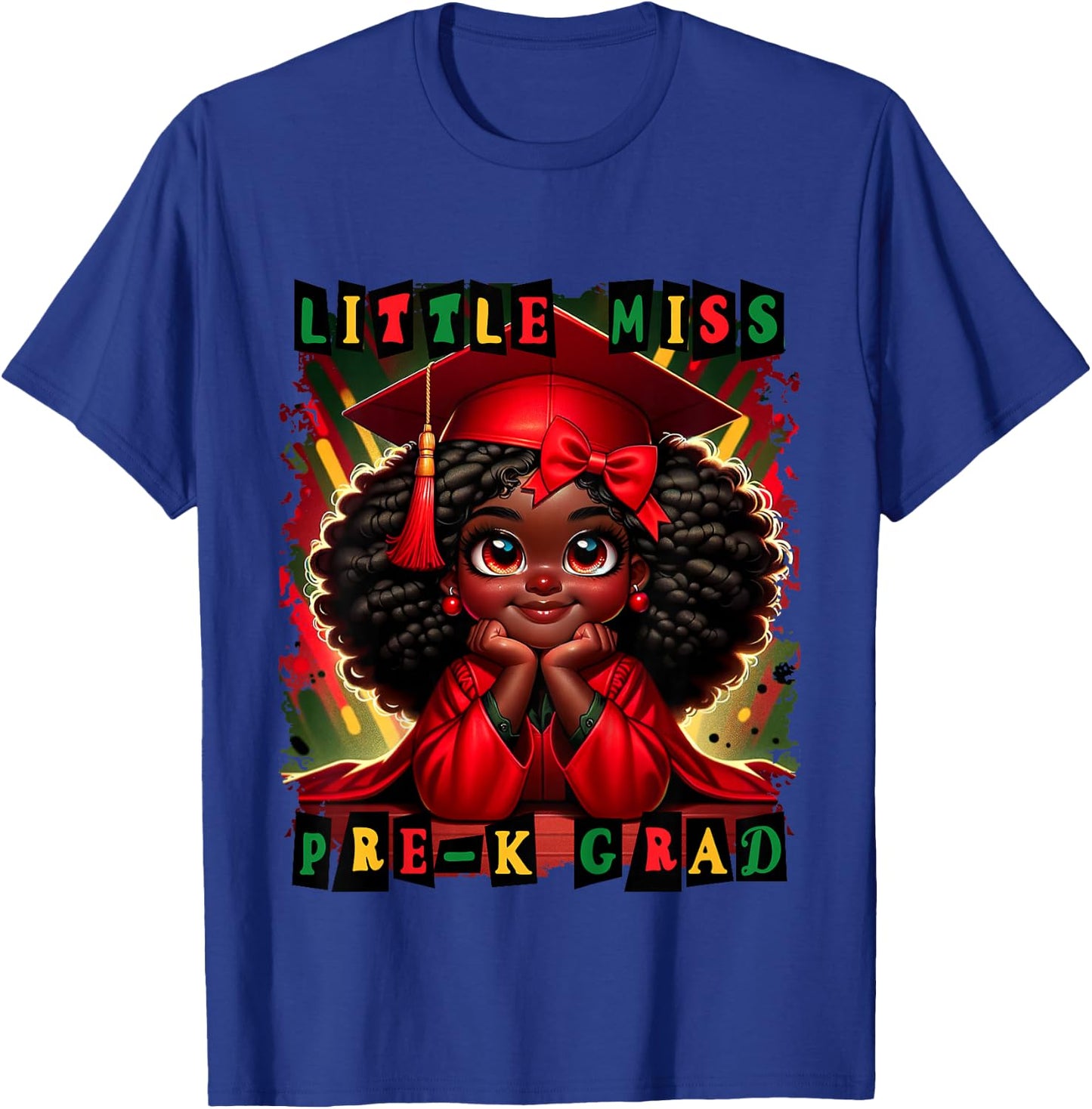 Little Miss Pre-K Grad 2026 Black Girl Preschool Graduation T-Shirt - T-Shirt | Royal