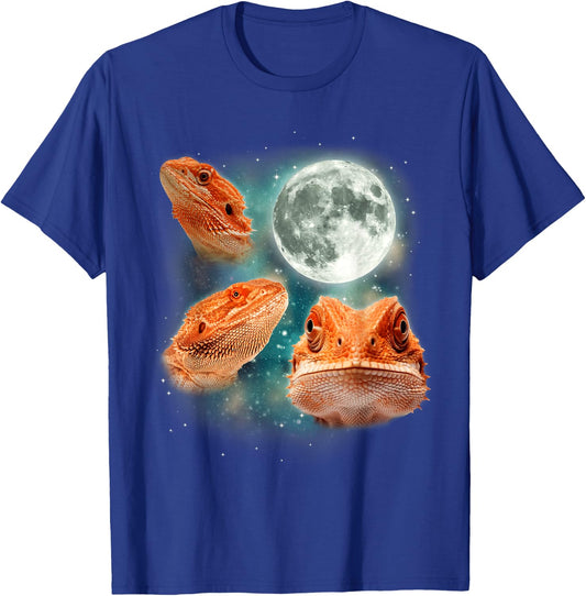 Three Bearded Dragons 3 Moon Reptile Exotic Lizard Parody T-Shirt - T-Shirt | Royal