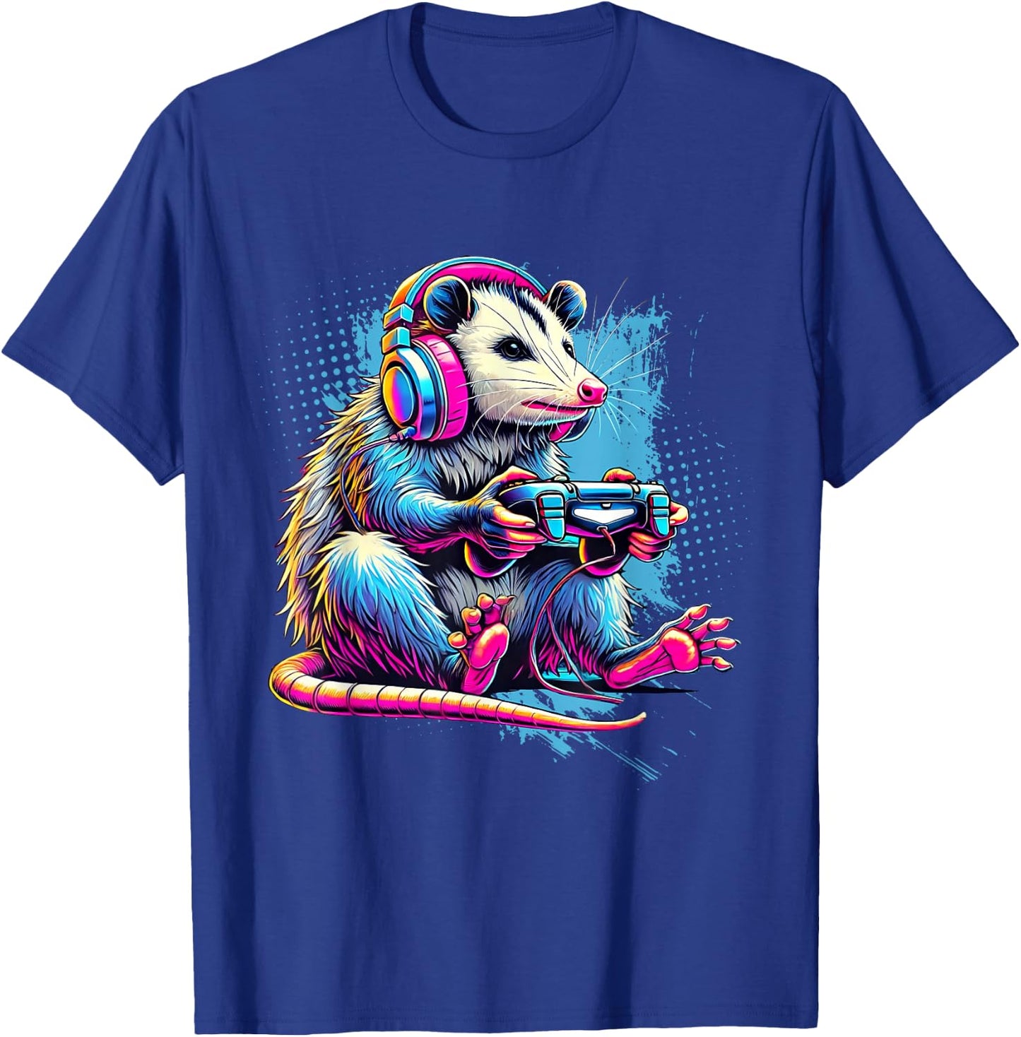 Funny Distressed Possum Gaming Retro Opossum Video Games T-Shirt - T-Shirt | Royal