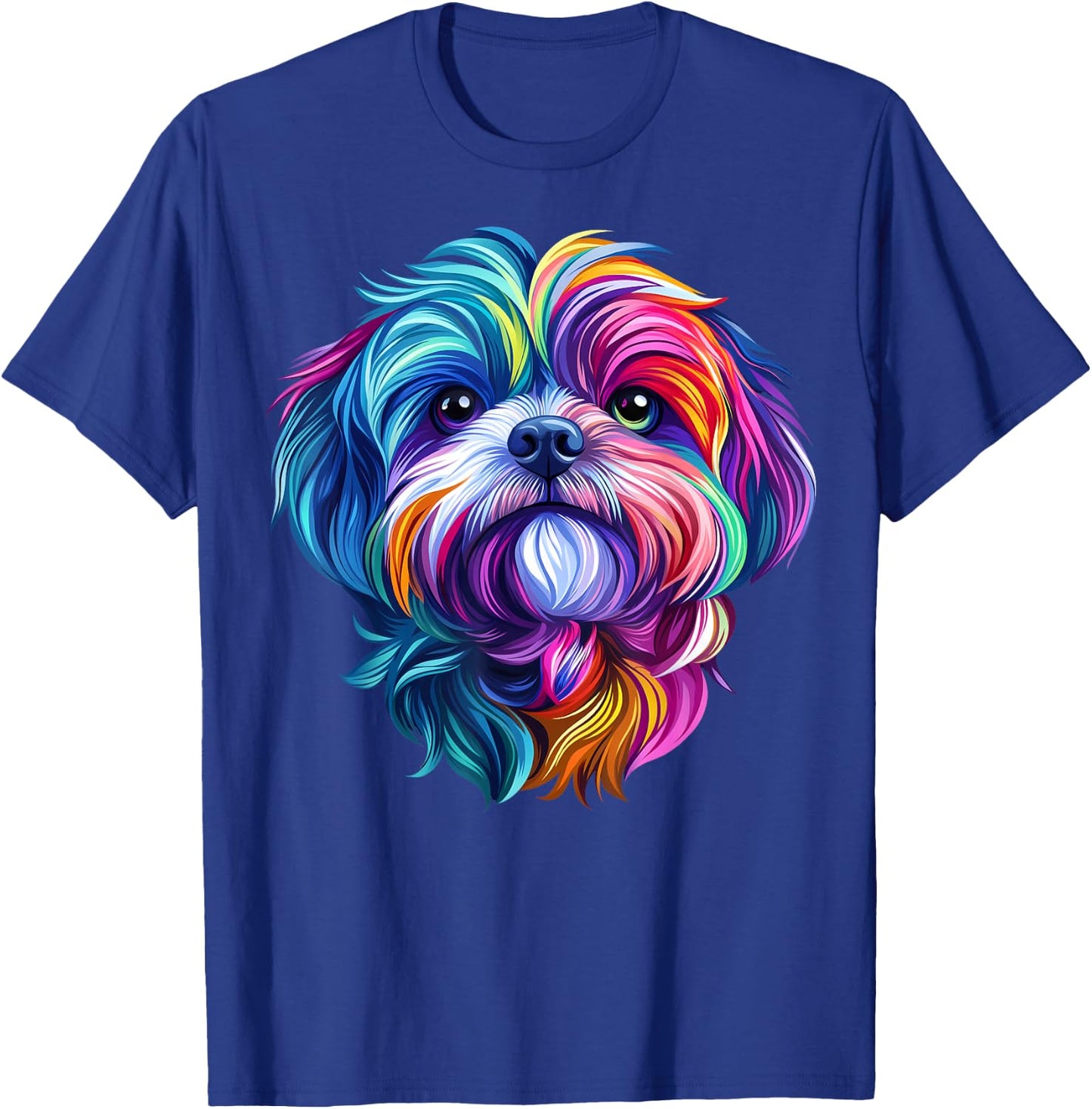 Colorful Shih Tzu Face Cute Puppy Dog Lover Men Women Black T-Shirt - T-Shirt | Royal