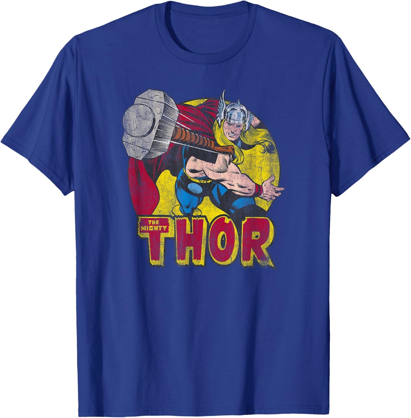 Marvel Avengers Vintage Comic Thor Mighty Hammer Throw T-Shirt - T-Shirt | Royal