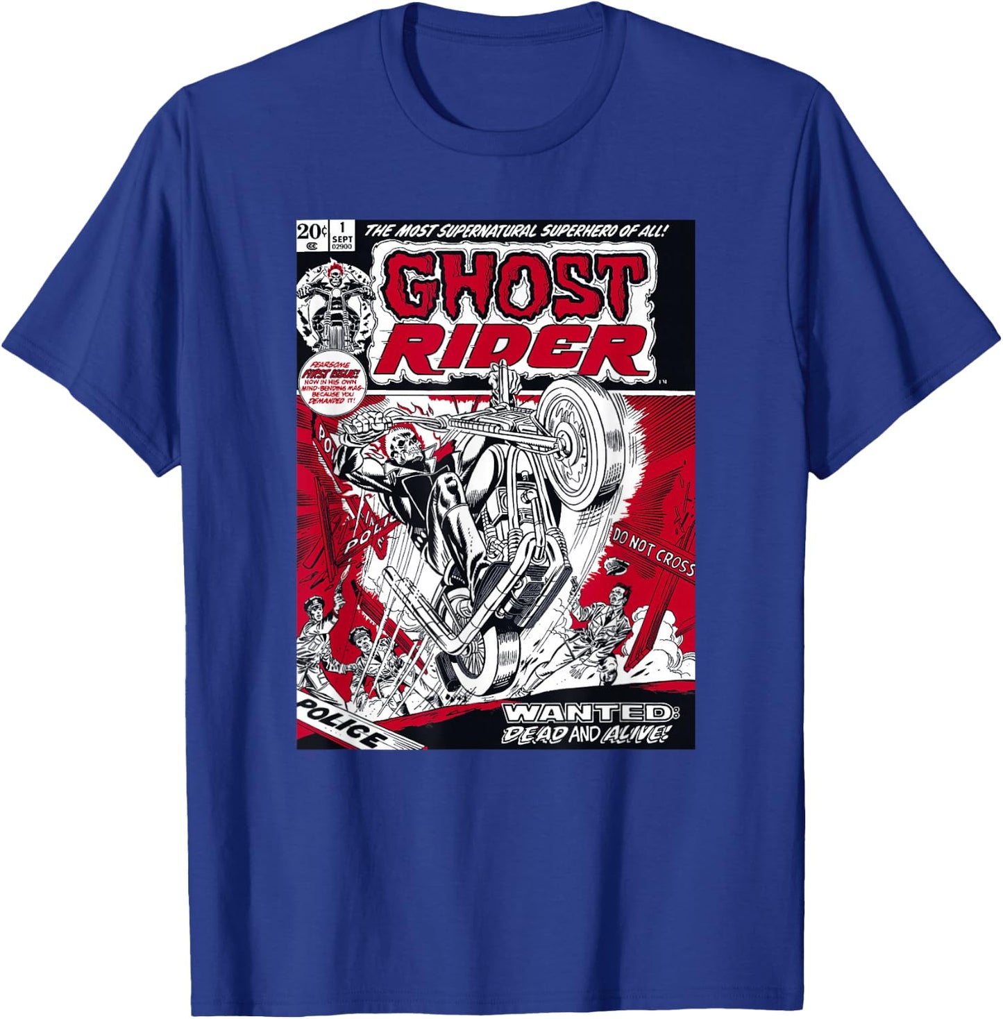 Marvel Ghost Rider Comic Book Cover Print Small T-Shirt - T-Shirt | Royal