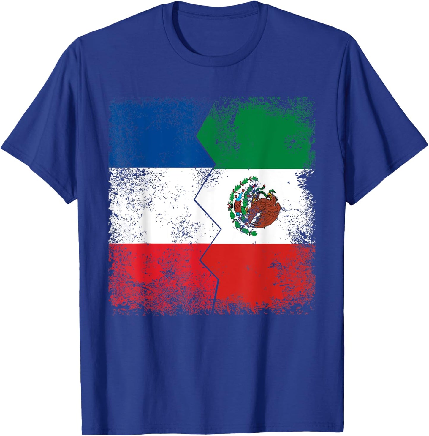 France Mexico Flags | Half Mexican French Roots Vintage T-Shirt - T-Shirt | Royal