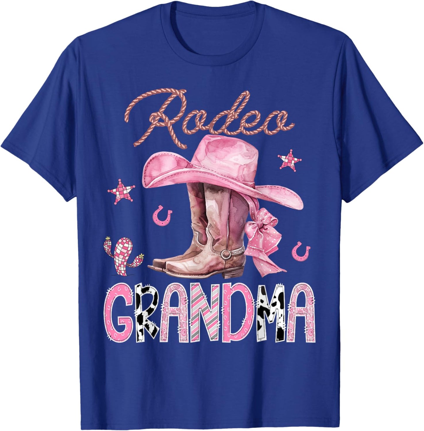 Rodeo Grandma Pink Boots Coquette CowGirl Birthday Party T-Shirt - T-Shirt | Royal