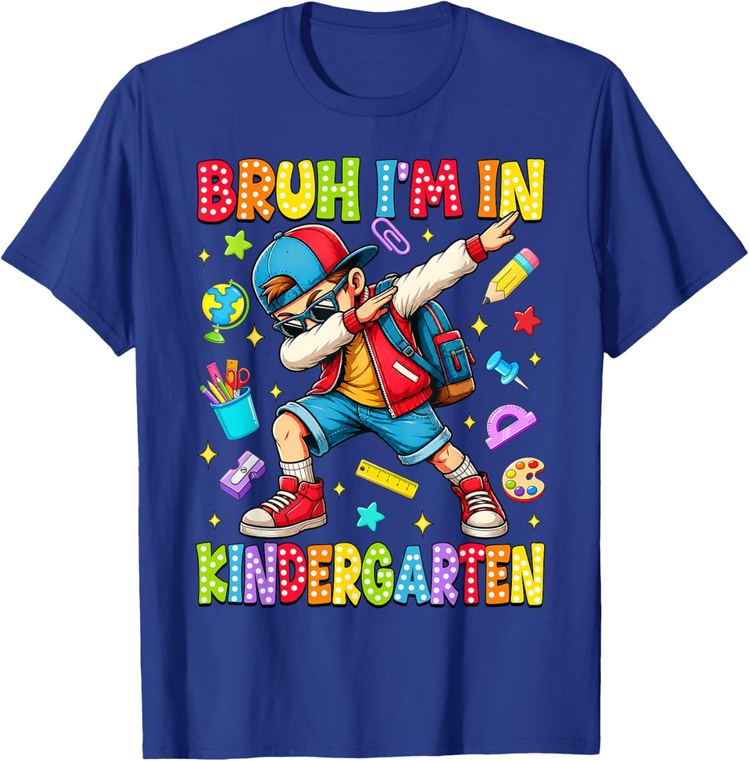 Bruh I'm in Kindergarten Dabbing Boy Student Back to School T-Shirt - T-Shirt | Royal