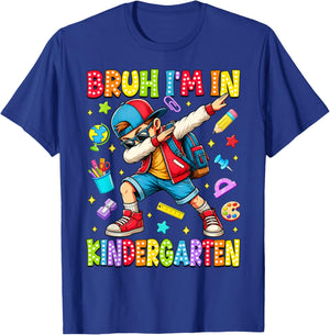 Bruh I'm in Kindergarten Dabbing Boy Student Back to School T-Shirt - T-Shirt | Royal