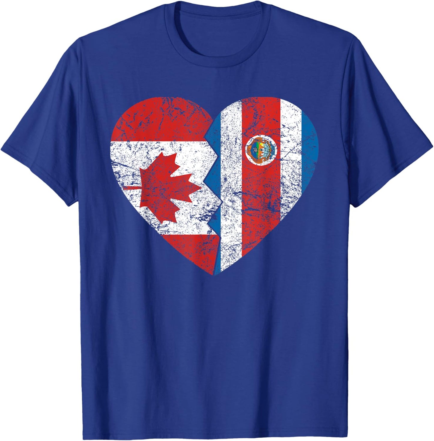 Costa Rican Canadian Flags Heart | Canada Costa Rica Roots T-Shirt - T-Shirt | Royal