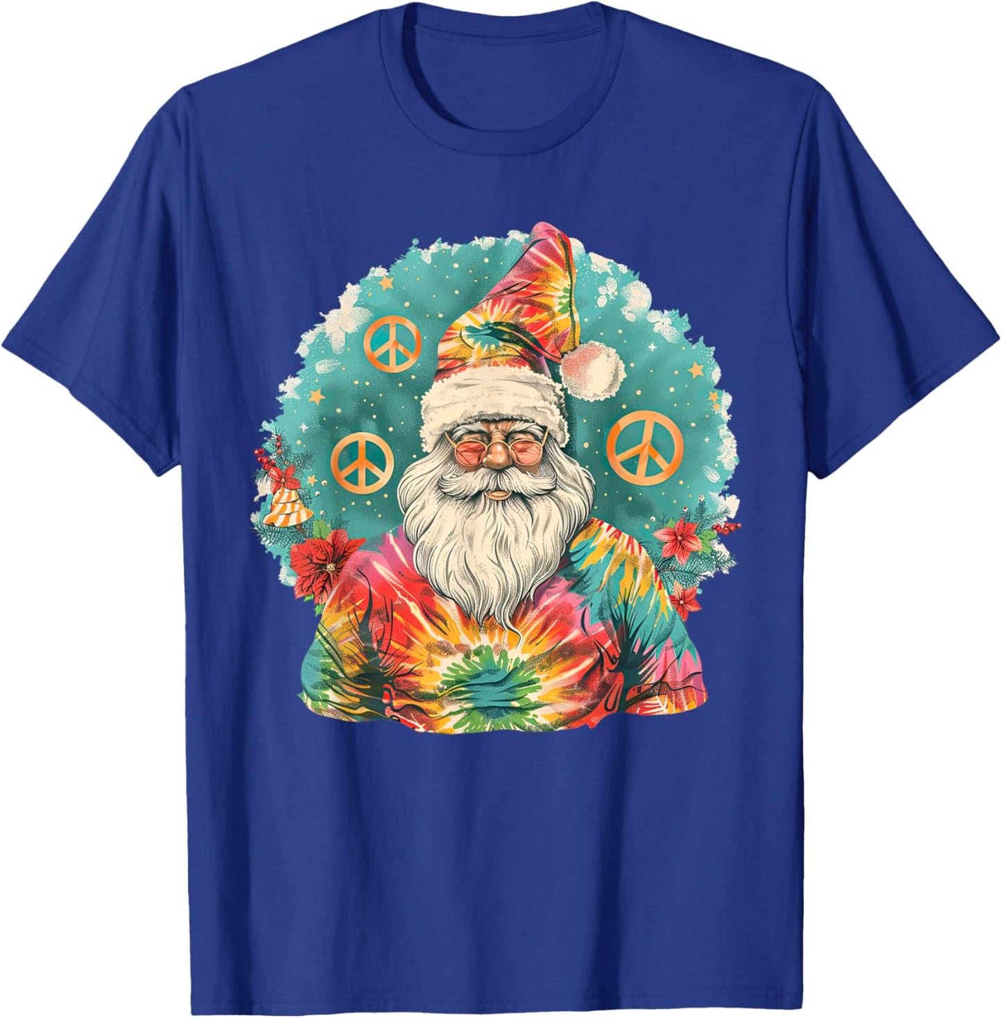 Gypsy Hippie Santa Vintage Groove Tie Dye Christmas T-Shirt - T-Shirt | Royal