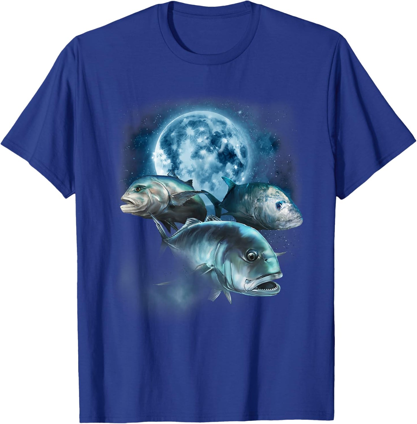 Ulua Fishing Shirt - Trevally Fish Howling at the Moon T-Shirt - T-Shirt | Royal
