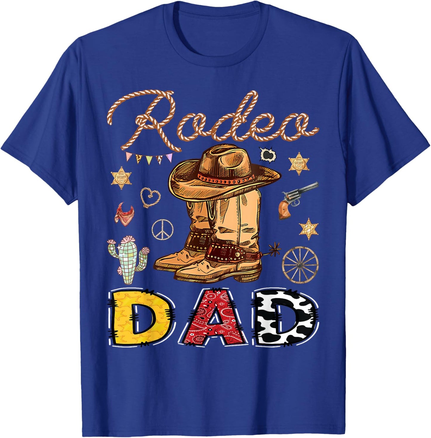 Rodeo Dad Western Birthday Cowboy Matching Family T-Shirt - T-Shirt | Royal
