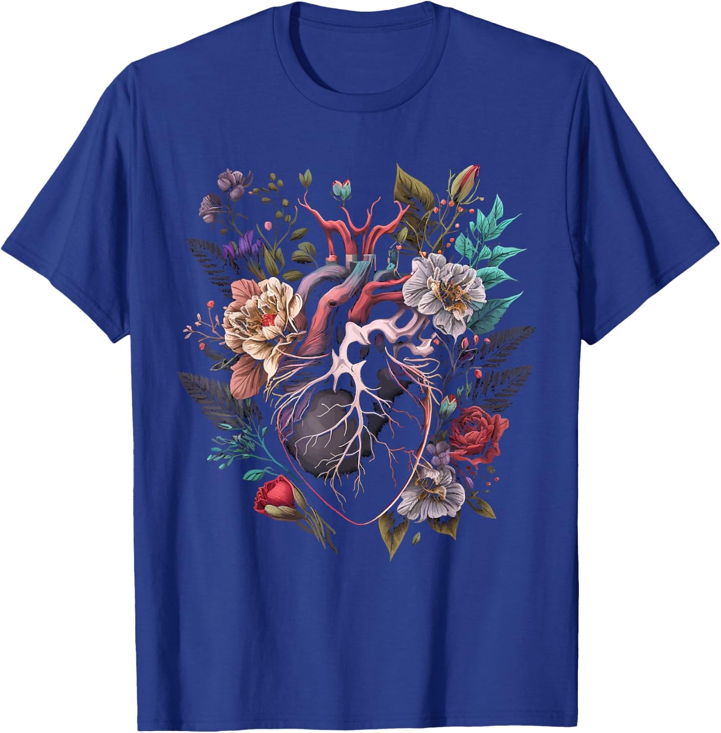 Anatomical Heart And Flowers Show Your Love T-Shirt - T-Shirt | Royal