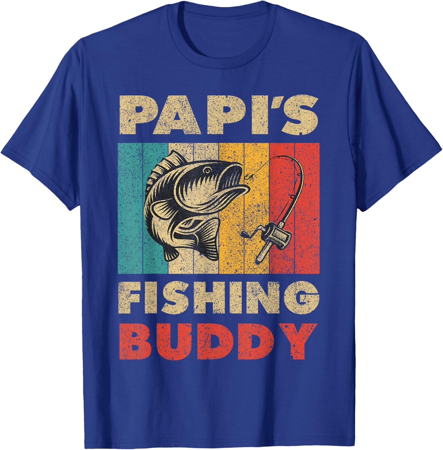 Funny Fishing Papi's Fishing Buddy Vintage Fishing T-Shirt - T-Shirt | Royal